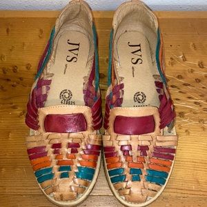 Leather colorful sandals from Mexico.